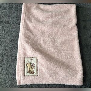Vintage Disney Classic Winnie the Pooh Pink Plush Baby Blanket - Embroidered